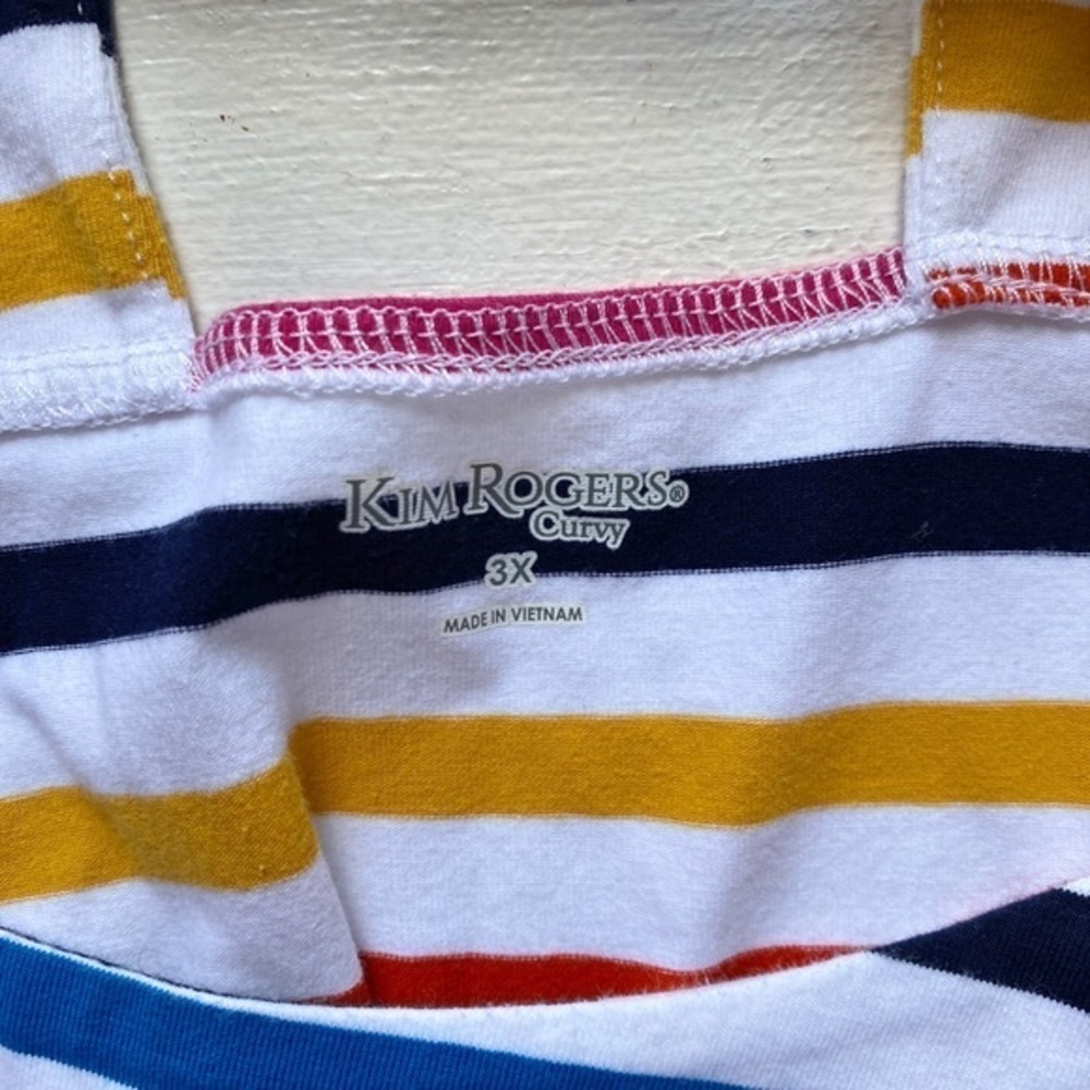 KIM‎ ROGERS STRIPED 3/4 RUFFLE Bell Sleeve Top - Picture 5 of 11